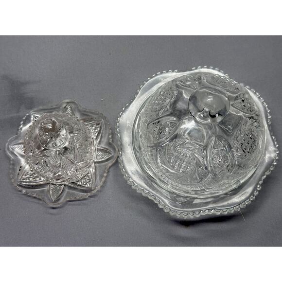 Vintage 2 Clear Dome Butter Dishes/McKee Aztec Sunburst/US Glass Pennsylvania - Picture 2 of 7
